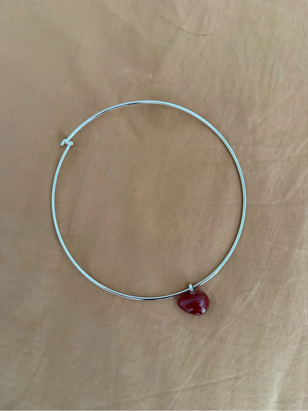 Madewell Silver Choker with Red Heart Pendant